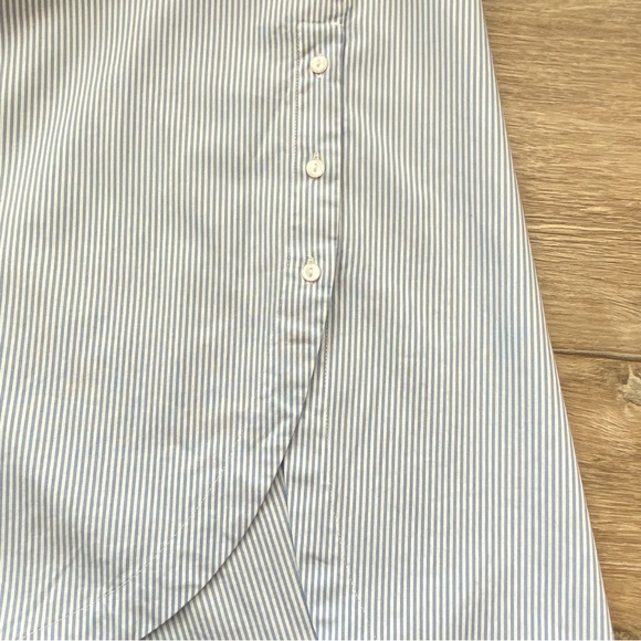 Saint James Mademoiselle Blue White Striped Button Down Preppy Shirt Size 14 - Picture 5 of 15